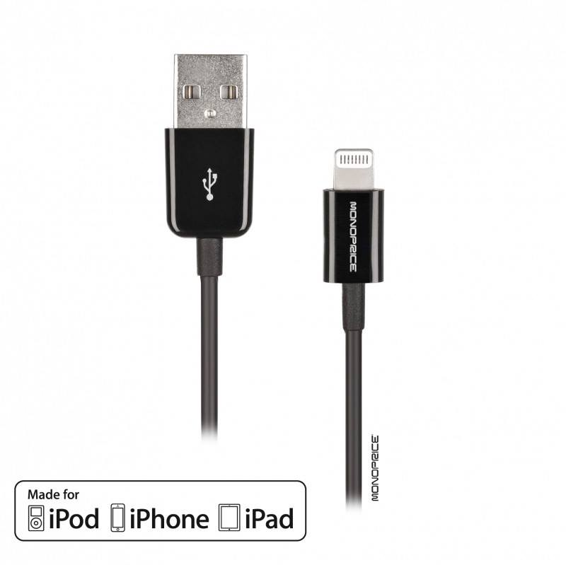 Monoprice 6ft/10ft MFi Certified Lightning to USB Charge/Sync Cable ( 2 Pcs)