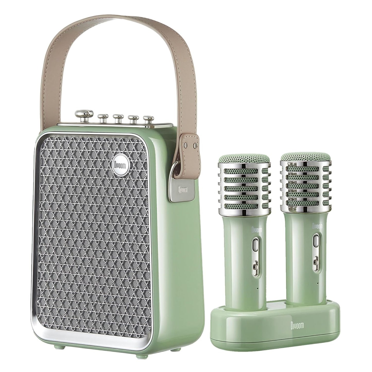 DIVOOM Songbird-HQ Portable Karaoke Speaker with Dual Wireless Microphones - Green