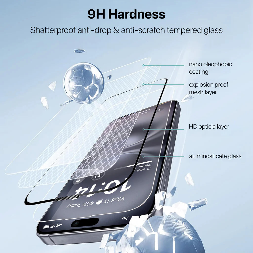 Vaku Apple iPhone 16 ESD Full Glass Dust & Water Proof Tempered Glass
