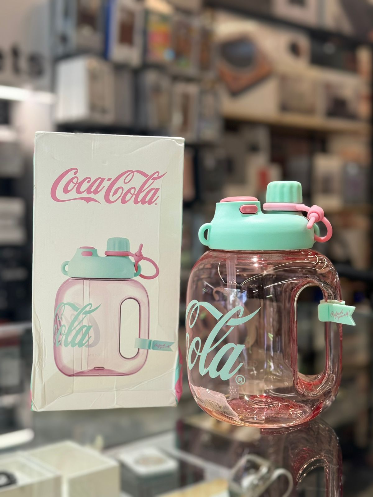 Limited Edition GERM x Coca Cola Insulated Tritan Gym Bottle with Handle 1400ml - Pink Green