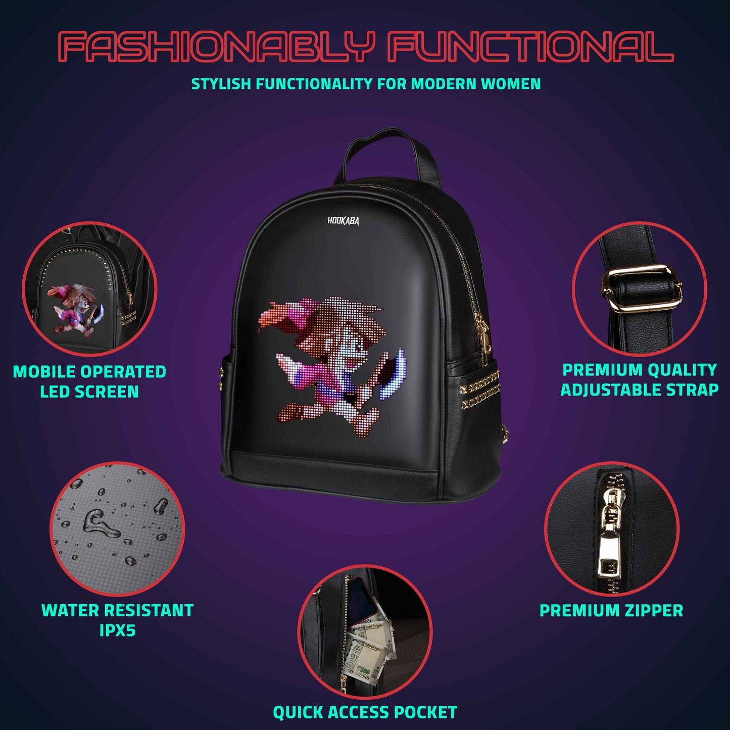 Hookaba Dazz Roll Women LED Backpack