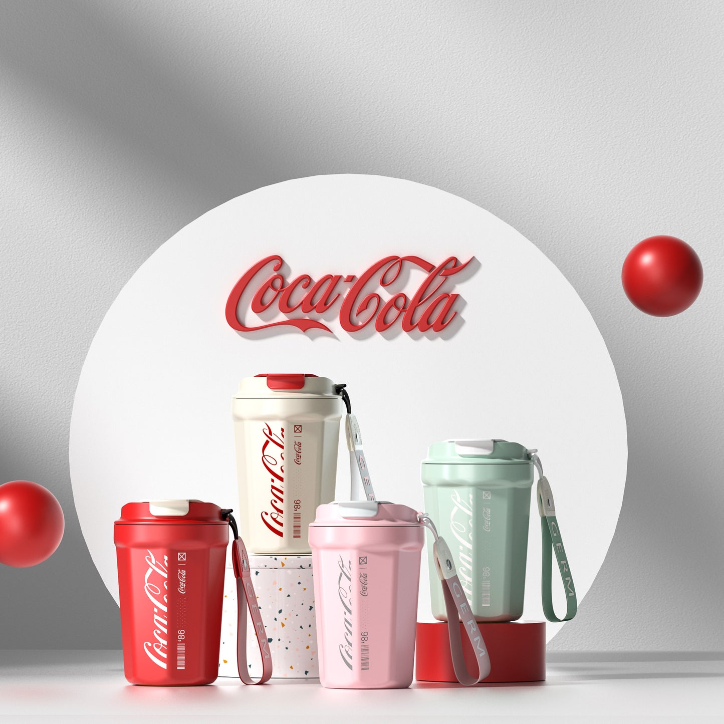 GERM x Coca Cola Insulated Tumbler Mug/Flask Hot & Cold -White