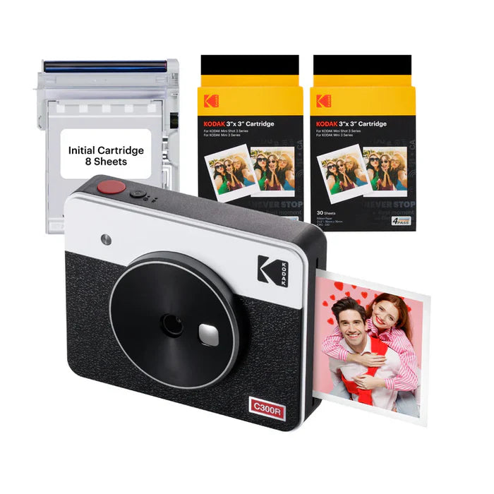 KODAK Mini Shot 3 Retro 4PASS 2-in-1 Instant Camera and Photo Printer (3×3 inches) + 68 Sheets Bundle.