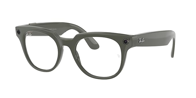 METEOR RAY-BAN Stories Smart Sunglasses with Photo, Video & Audio - Shiny Olive(Grey) By Preowned