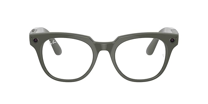 METEOR RAY-BAN Stories Smart Sunglasses with Photo, Video & Audio - Shiny Olive(Grey) By Preowned