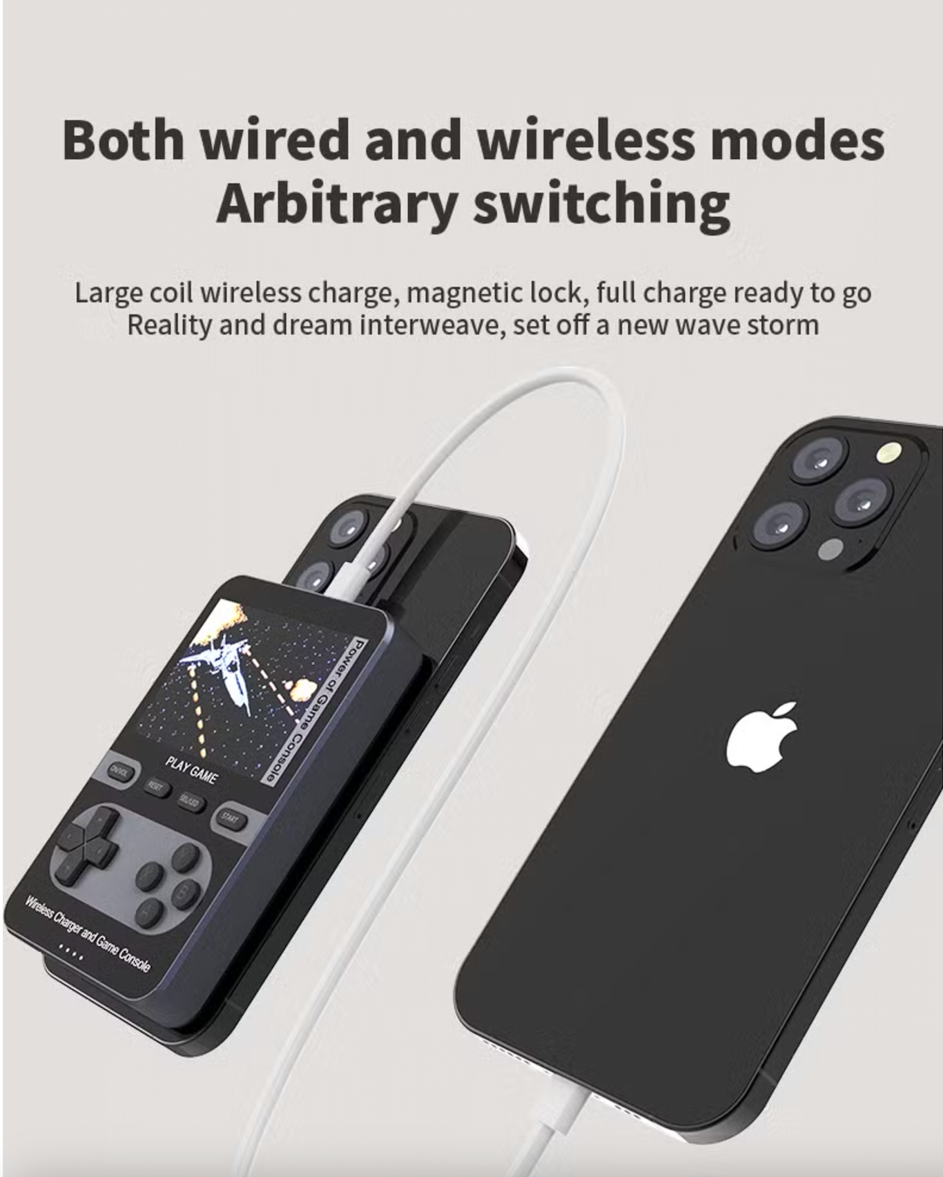 Wireless Power Bank + Video Game (500Games) 2in1 Mag Safe Fast Charging