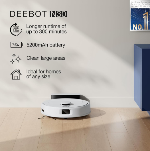 Ecovacs DEEBOT N30 White 2 in 1 Robot Vacuum Cleaner & Mop
