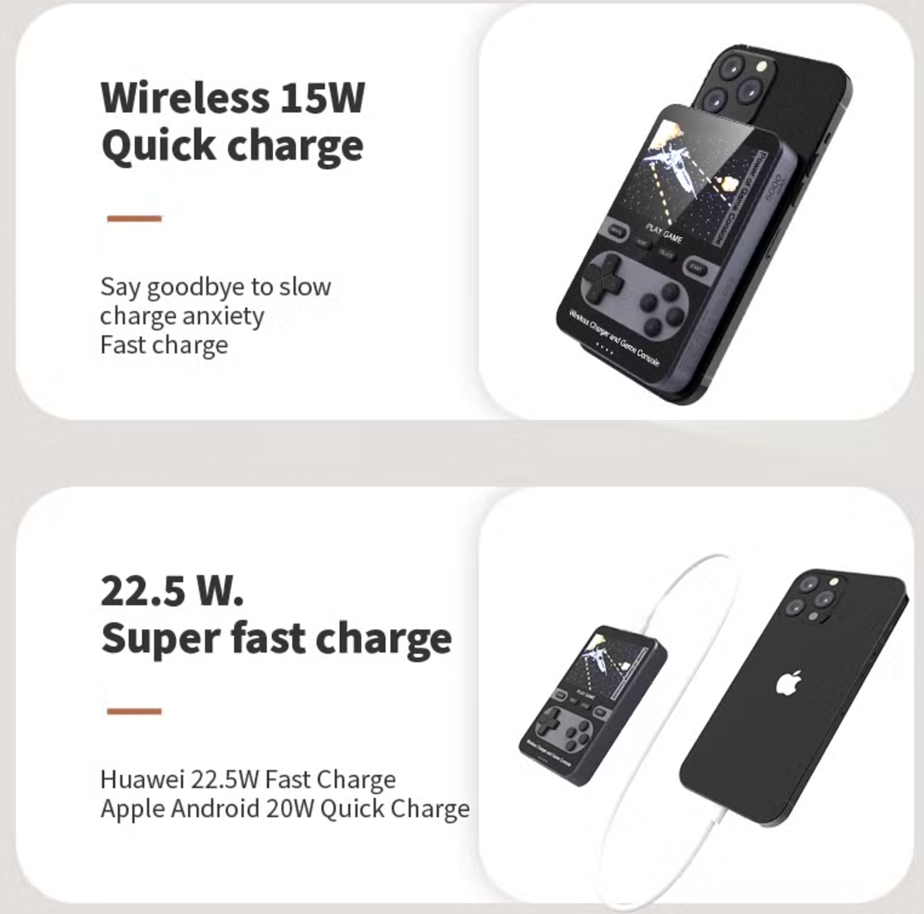 Wireless Power Bank + Video Game (500Games) 2in1 Mag Safe Fast Charging