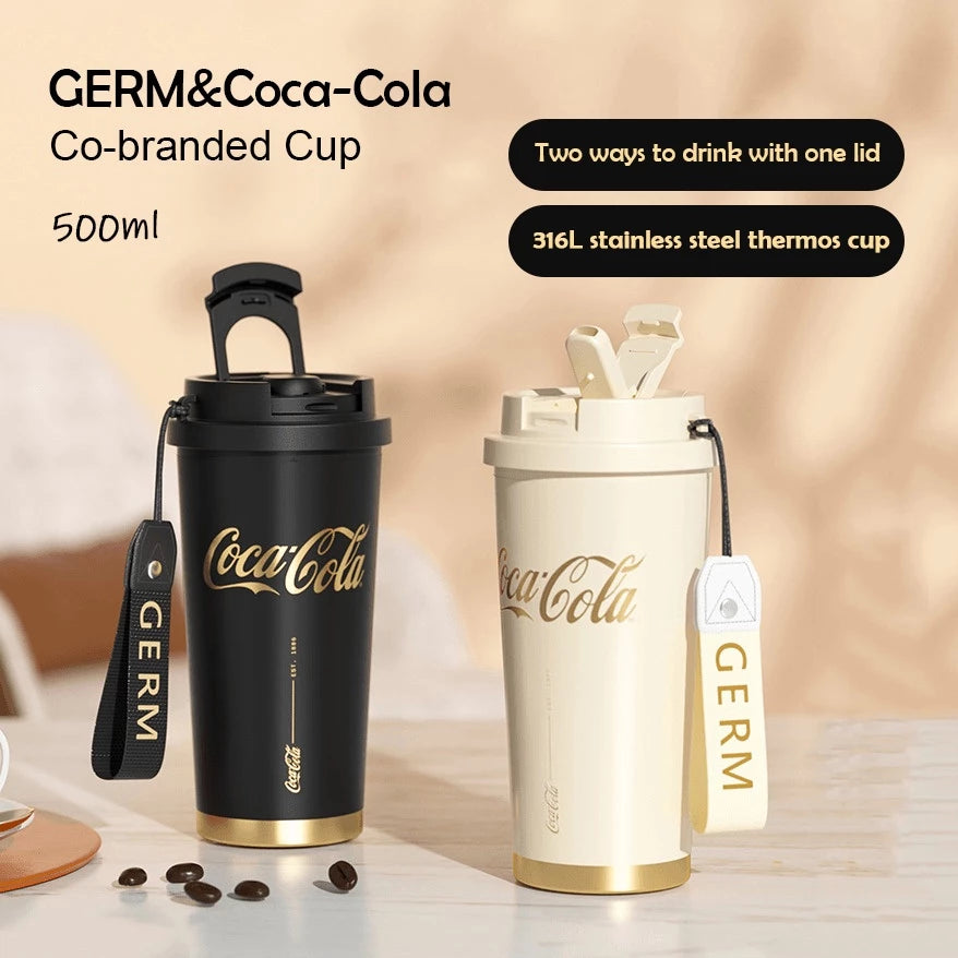 GERM x Coca Cola Insulated Tumbler Mug/Flask Hot & Cold - Black Gold