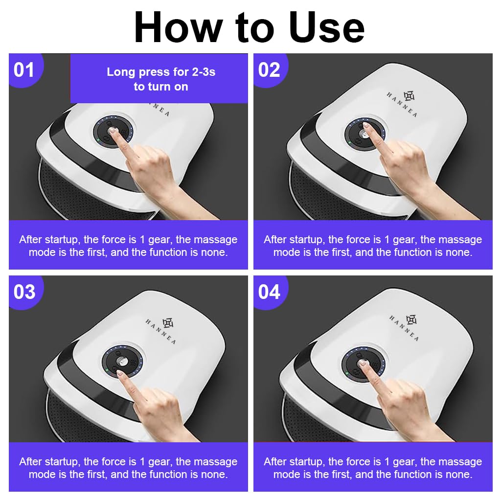 HANNEA Electric Hand Massager Machine with 3 Modes 5 levels Strength