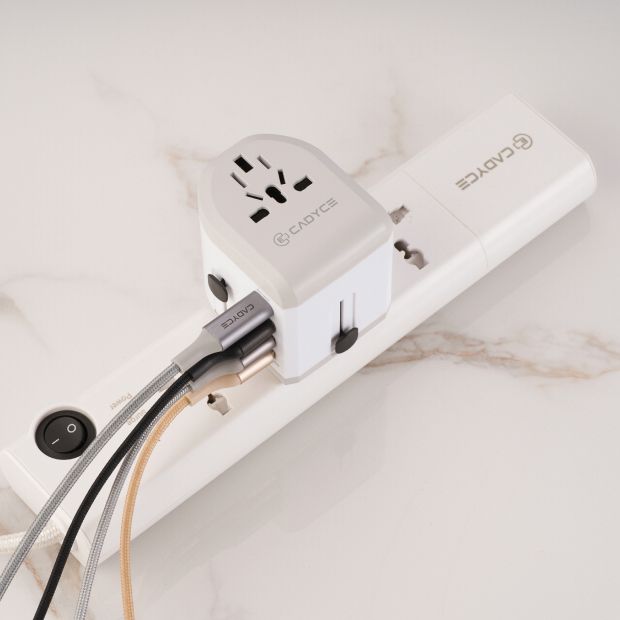 CADYCE Universal Travel Adapter 30W USB-C PD & 2 Fast Charging USB Ports