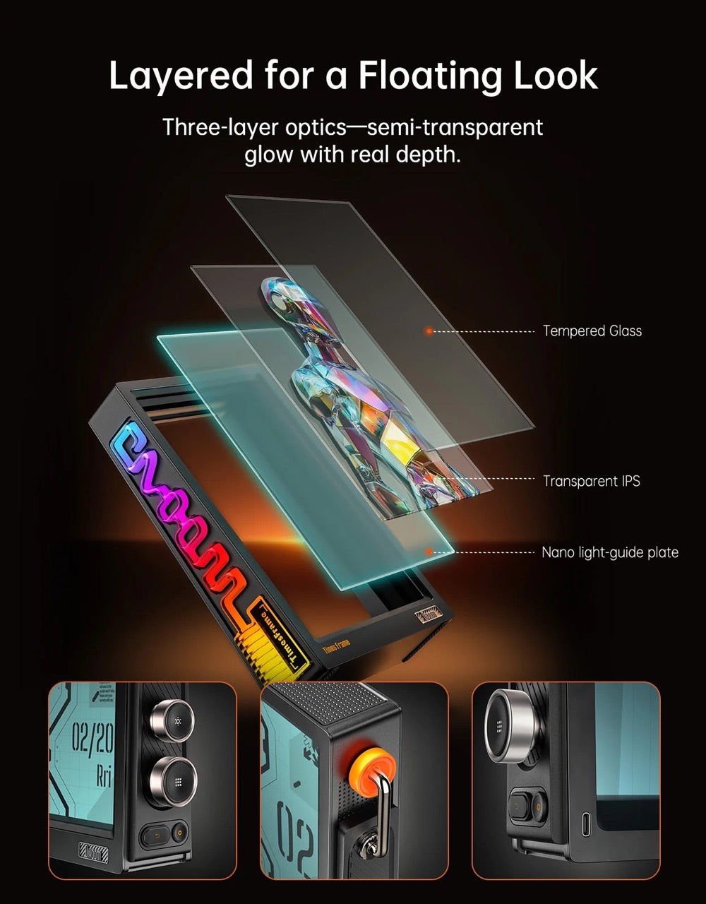Divoom Times Frame -Transparent IPS Digital Picture Frame