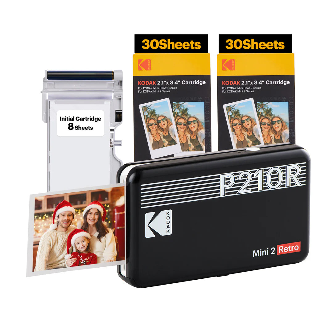 KODAK Mini 2 Retro 4PASS Portable Photo Printer (2.1x3.4 inches) + 68 Sheets Bundle