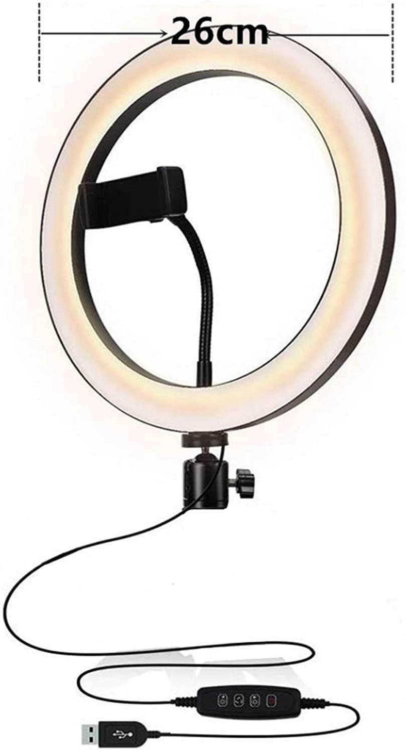 Ring Fill Light Without Stand For YouTube Video Recording Photoshoot with Phone and Camera Holder