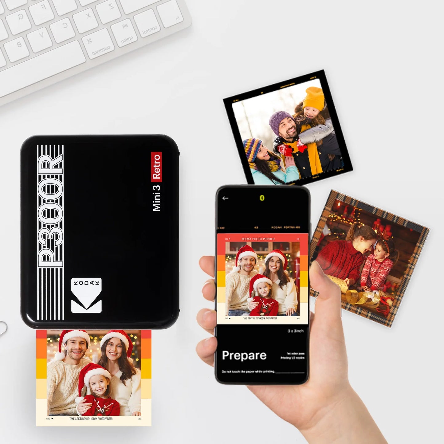 KODAK Mini 3 Retro 4PASS Portable Photo Printer (3x3 inches) + 68 Sheets Bundle