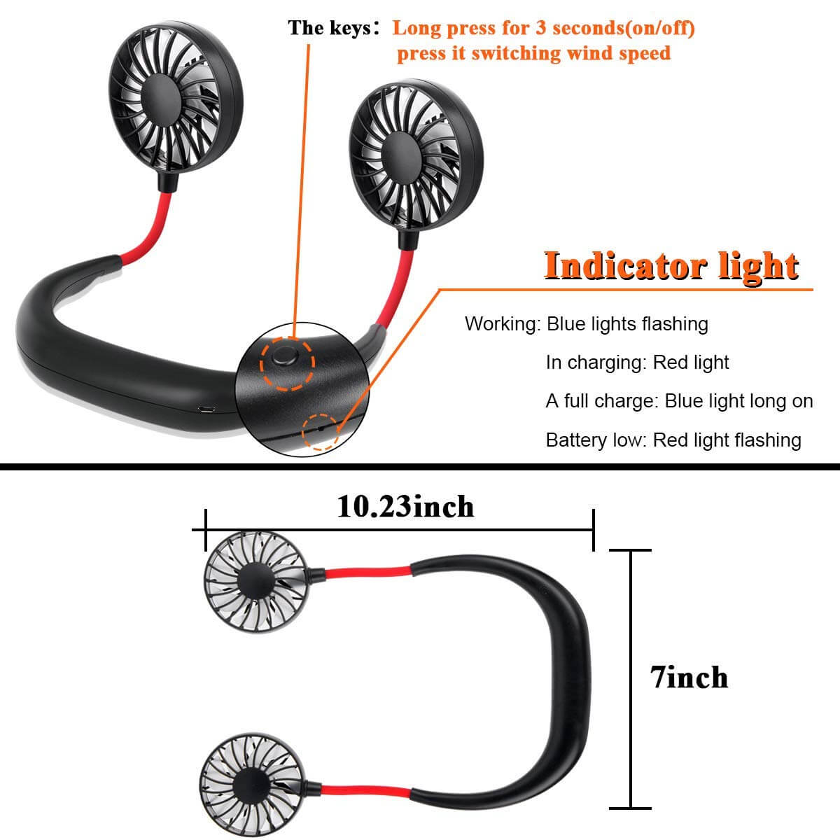 Portable Hand Free Fan,Mini Personal Cooling Fan