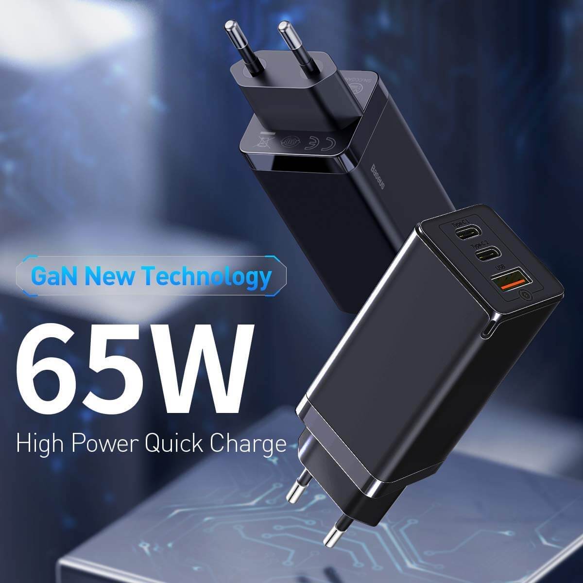 Baseus 65W GaN Fast Charger QC 4.0 3.0 USB Type-C PD