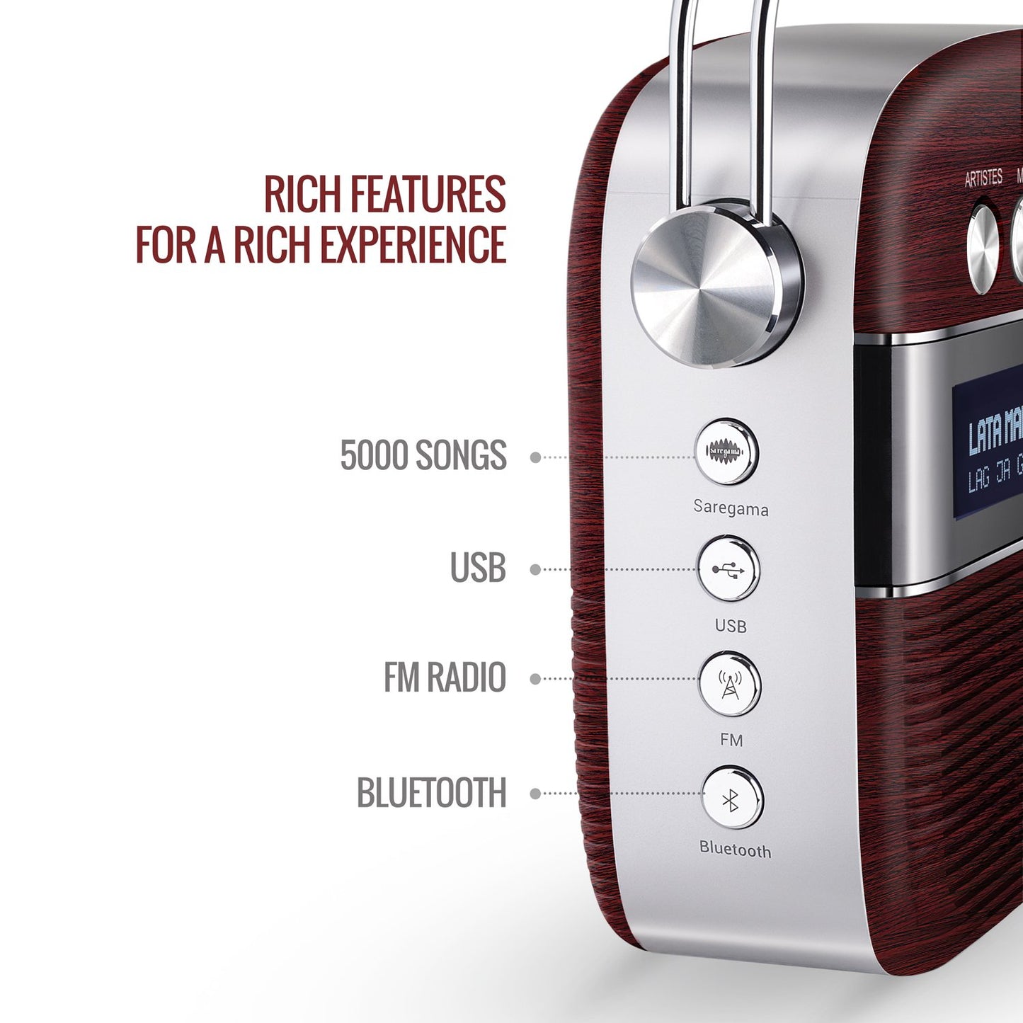 Saregama Carvaan Portable Digital Music Player (Wooden)