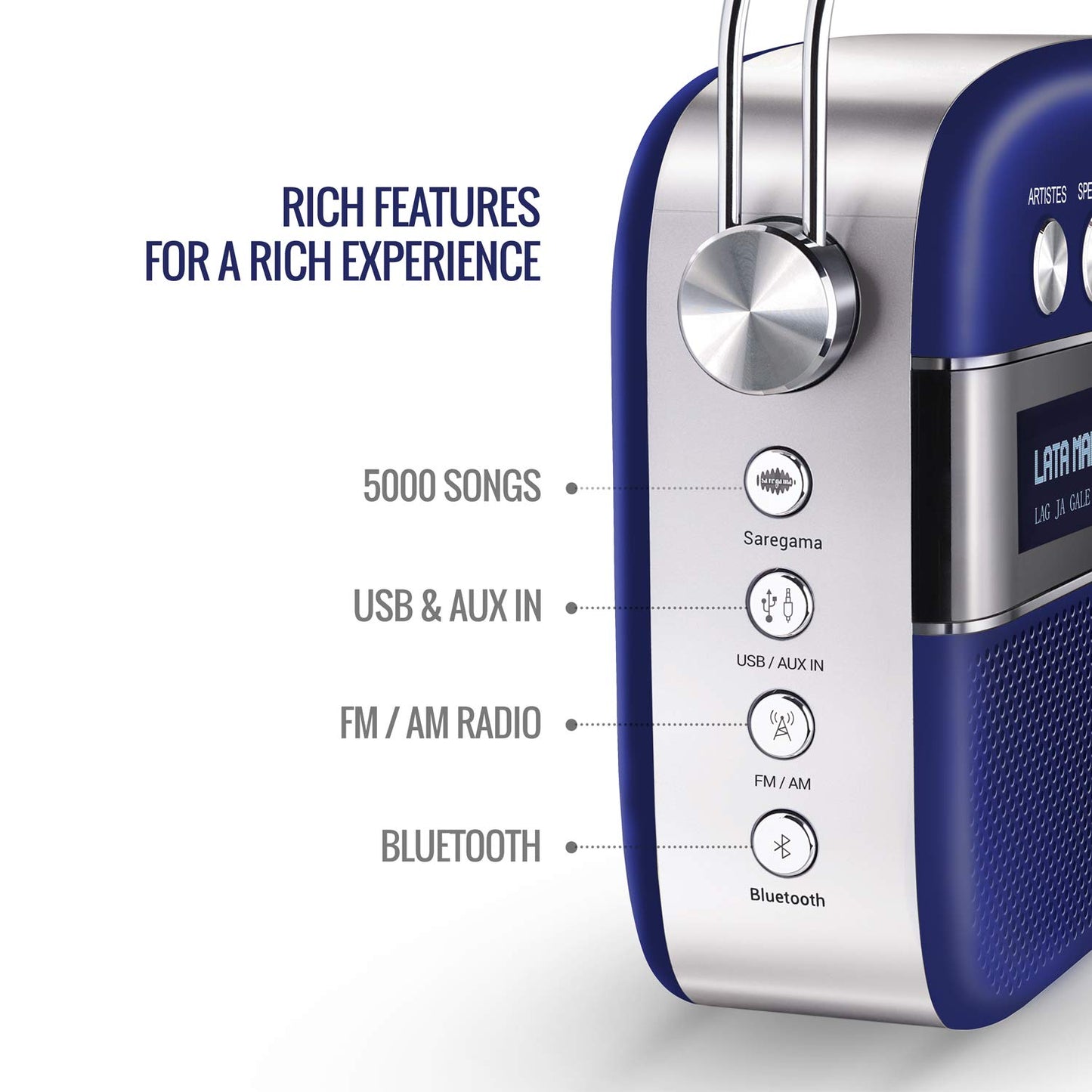 Saregama Carvaan Portable Digital Music Player (Royal Blue)