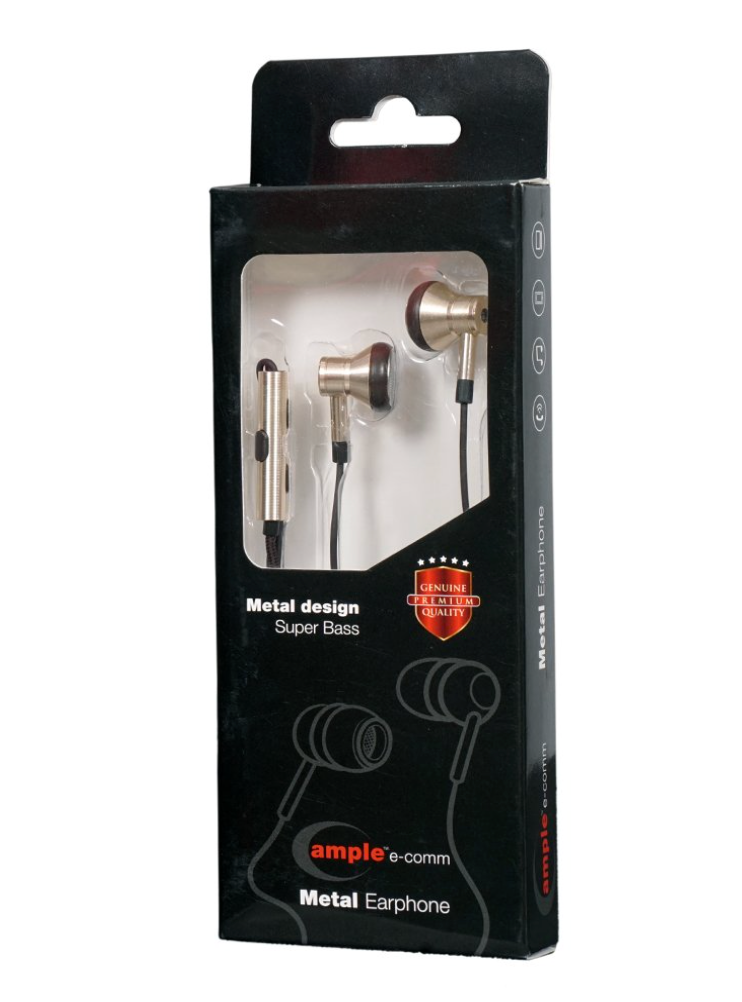 Ample E Comm™ Wired Metal Earphones with Mic 3.5 MM Earbuds