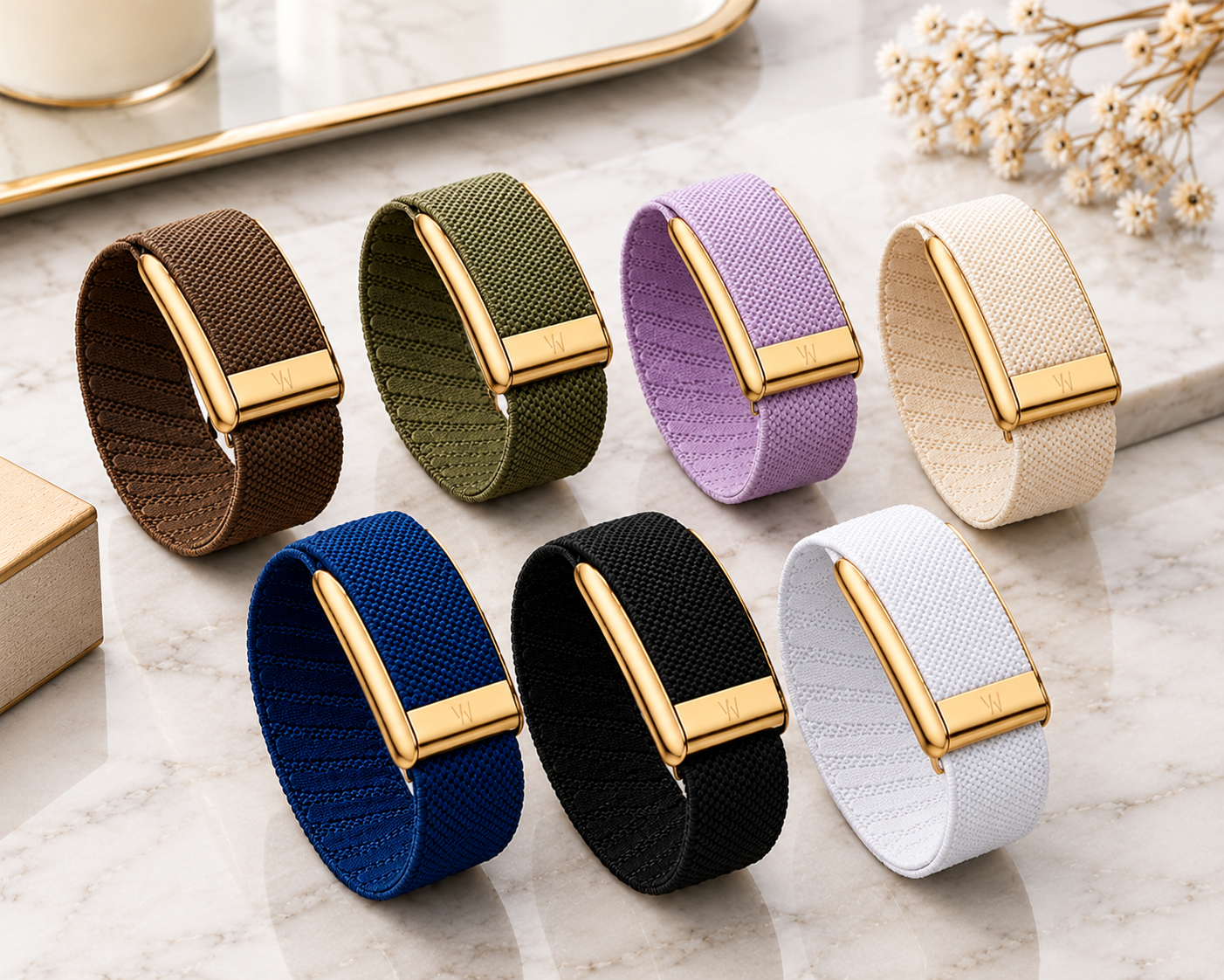 Whoop 5.0 Compatible Super-nit Lux band with Gold Buckle | For One/Peak/MG Life
