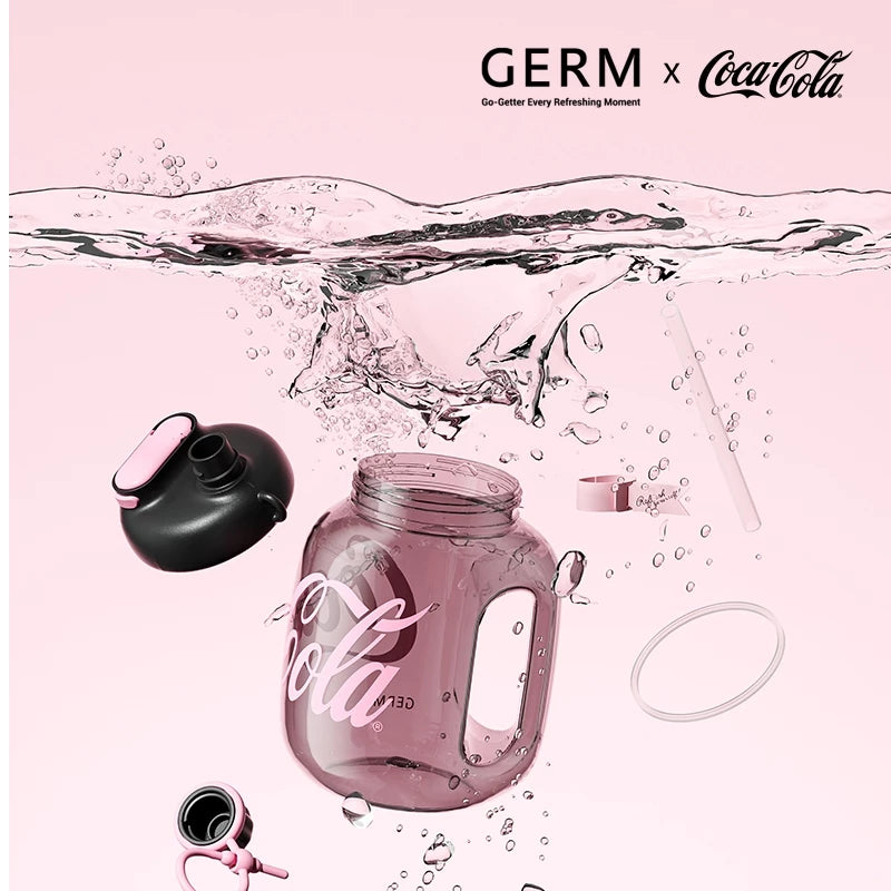 Limited Edition GERM x Coca Cola Insulated Tritan Gym Bottle with Handle 1400ml - Pink Green