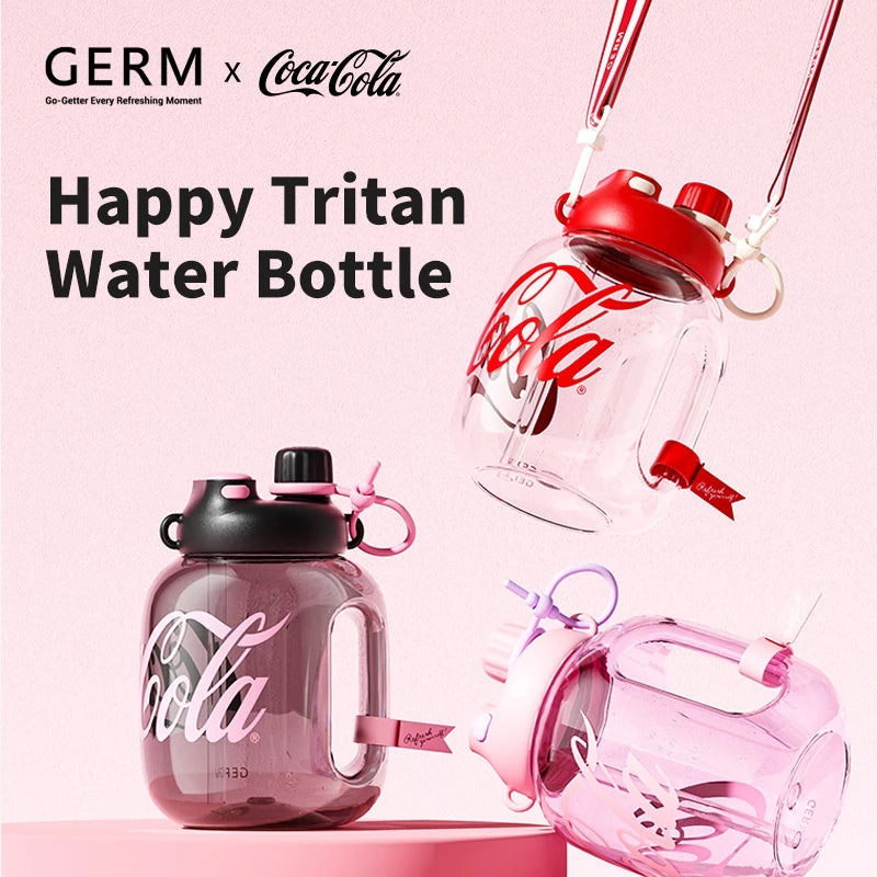 Limited Edition GERM x Coca Cola Insulated Tritan Gym Bottle with Handle 1400ml - Pink Green