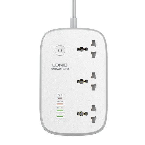 LDNIO SCW3451 WiFi Smart Universal 3 AC Outlet Fast Charging Surge Protector Extension Power Strip 30W