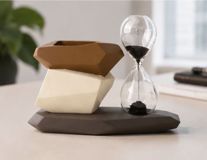 Luxury Desk Organizer with Hourglass by Diviura
