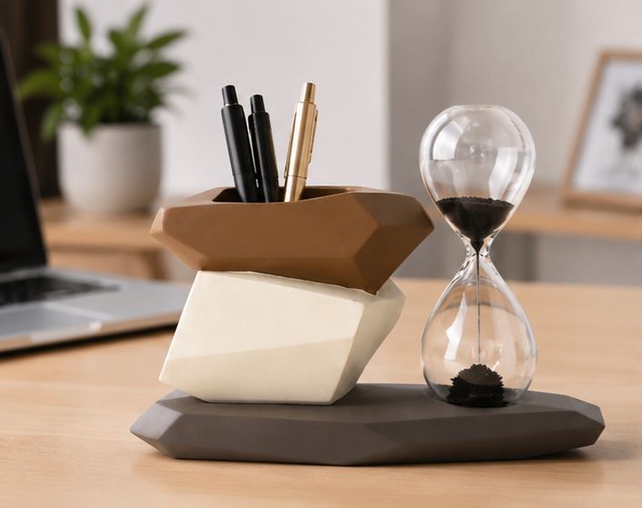 Luxury Desk Organizer with Hourglass by Diviura