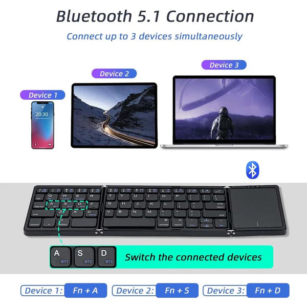 Foldable Keyboard with Touchpad (Wireless) by iLifestyle