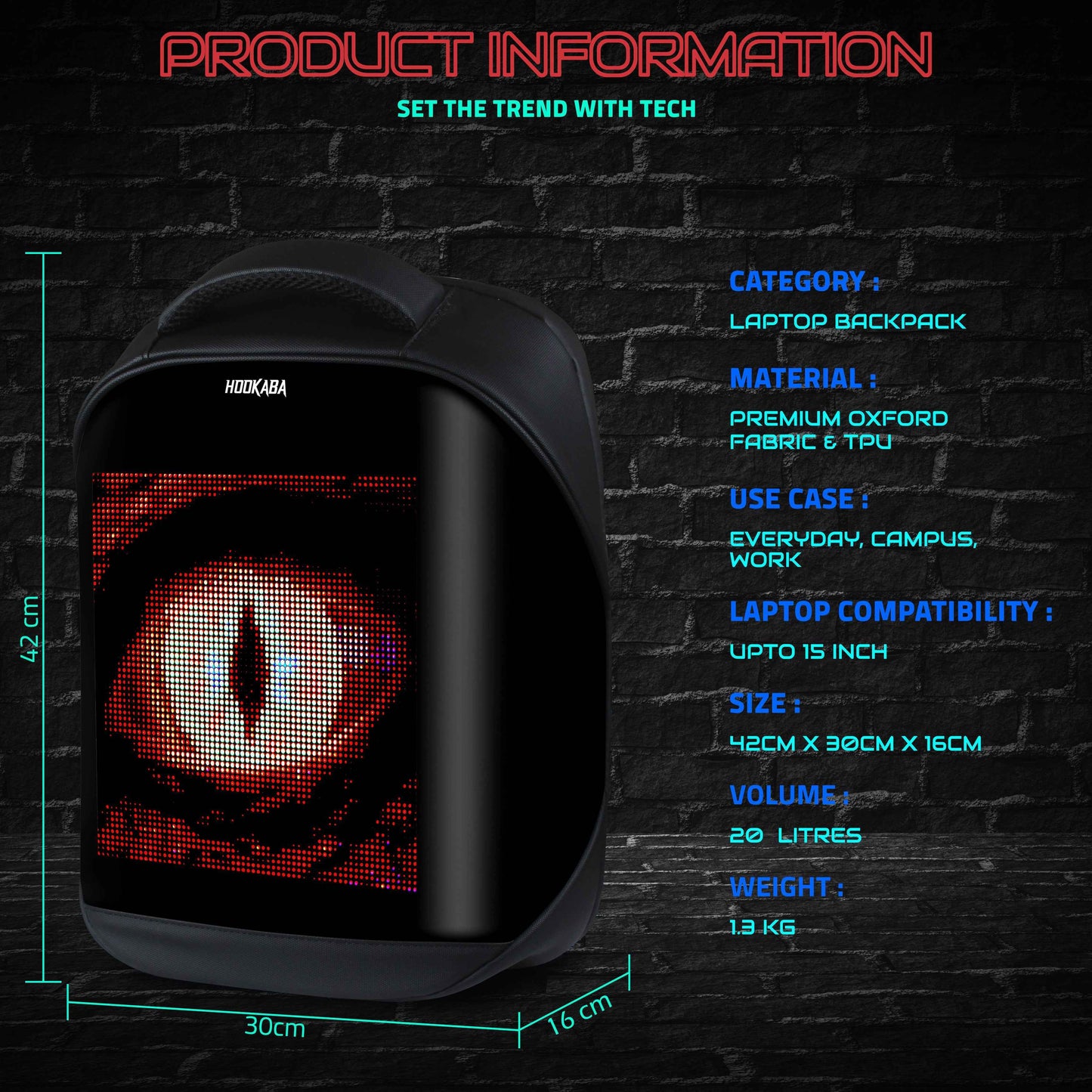 Hookaba Tech Trend LED Backpack