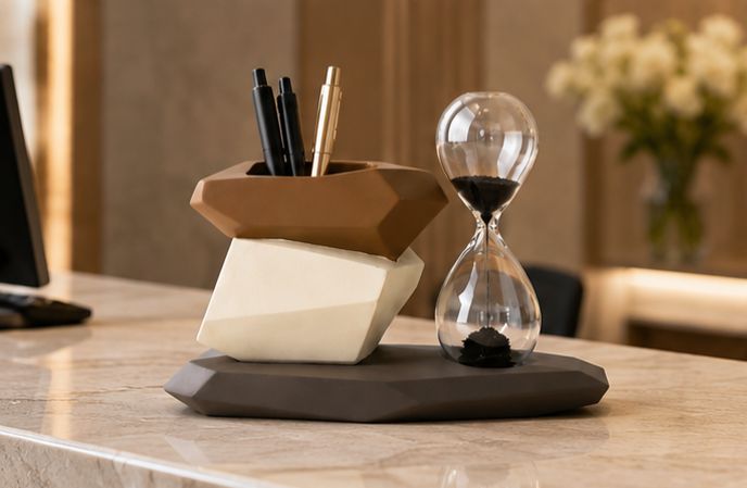 Luxury Desk Organizer with Hourglass by Diviura