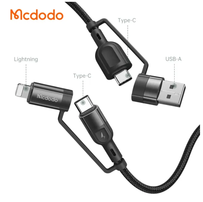 Mcdodo 60W PD USB-C/USB-A to USB-C/Lightning 4-in-1 Travel Cable