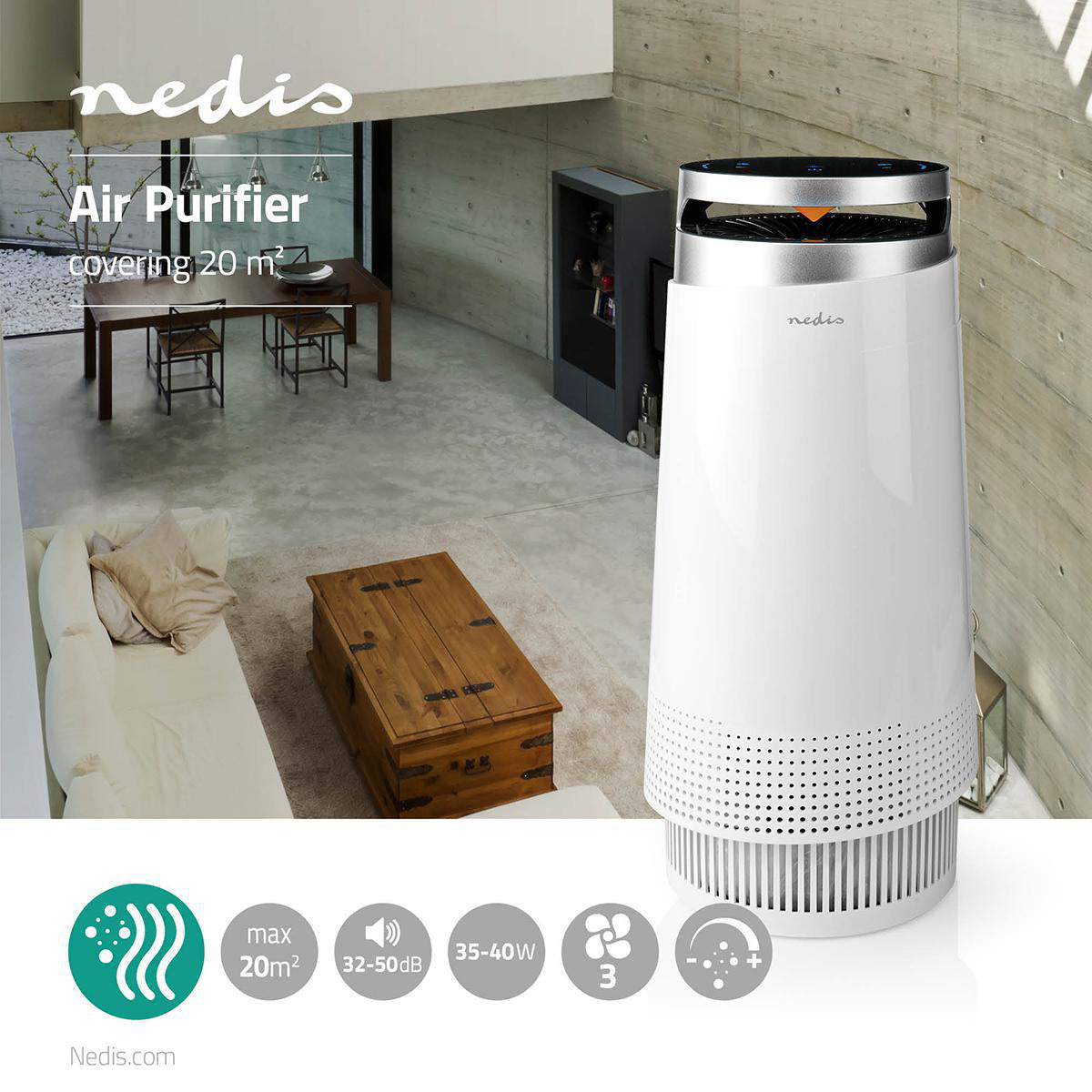 Nedis Air Purifier Suitable for space up to: 20 m²