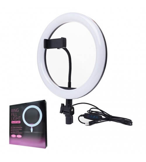 Ring Fill Light Without Stand For YouTube Video Recording Photoshoot with Phone and Camera Holder