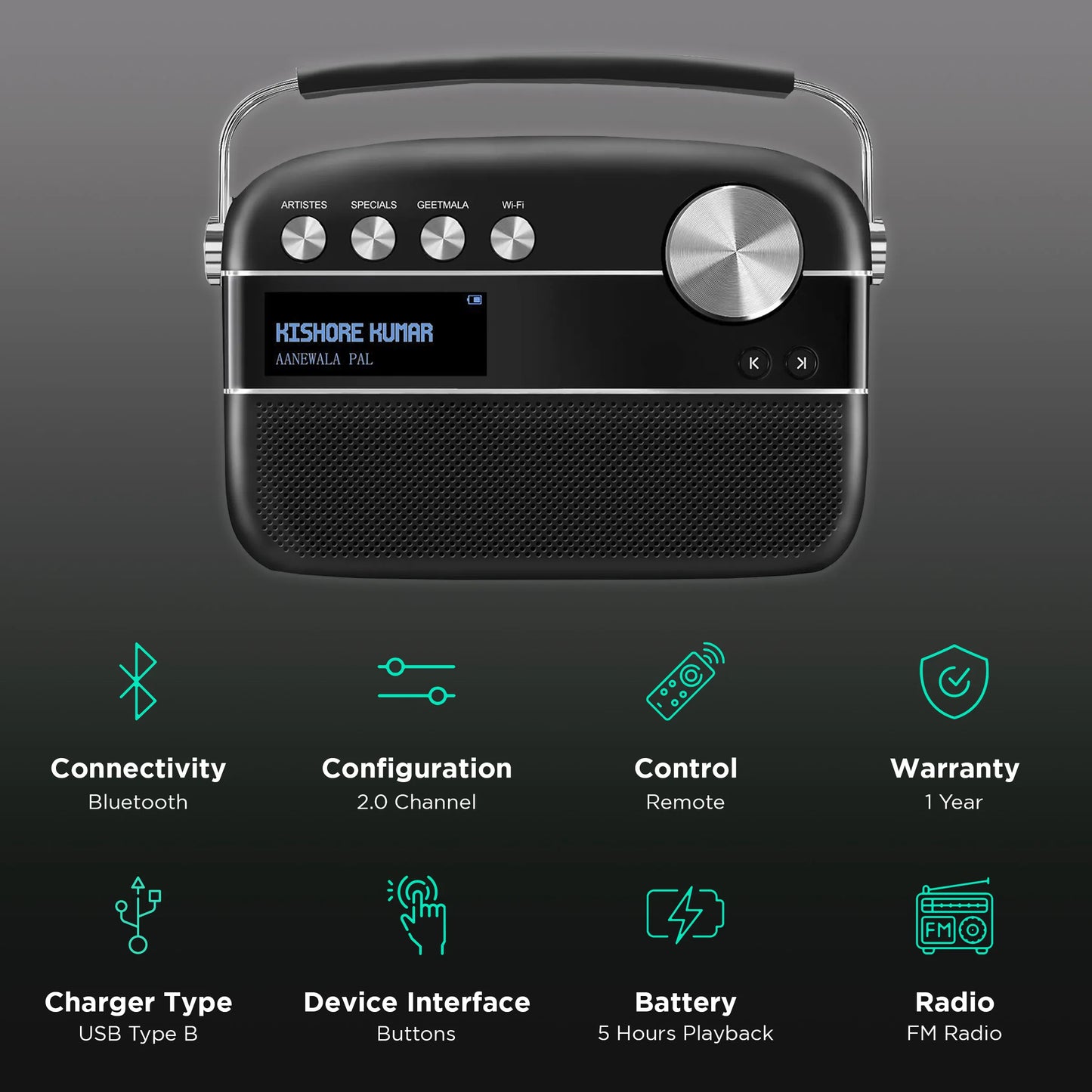 Saregama Carvaan 2.0 - Classic Black