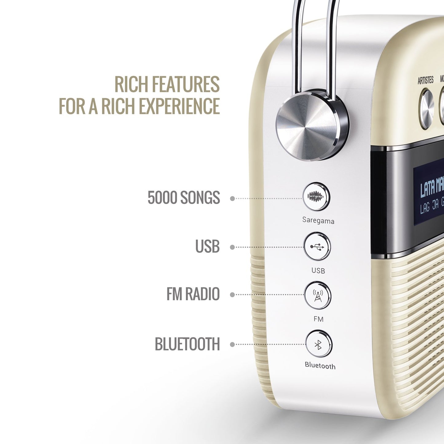 Saregama Carvaan Hindi - Music Player Porcelain White