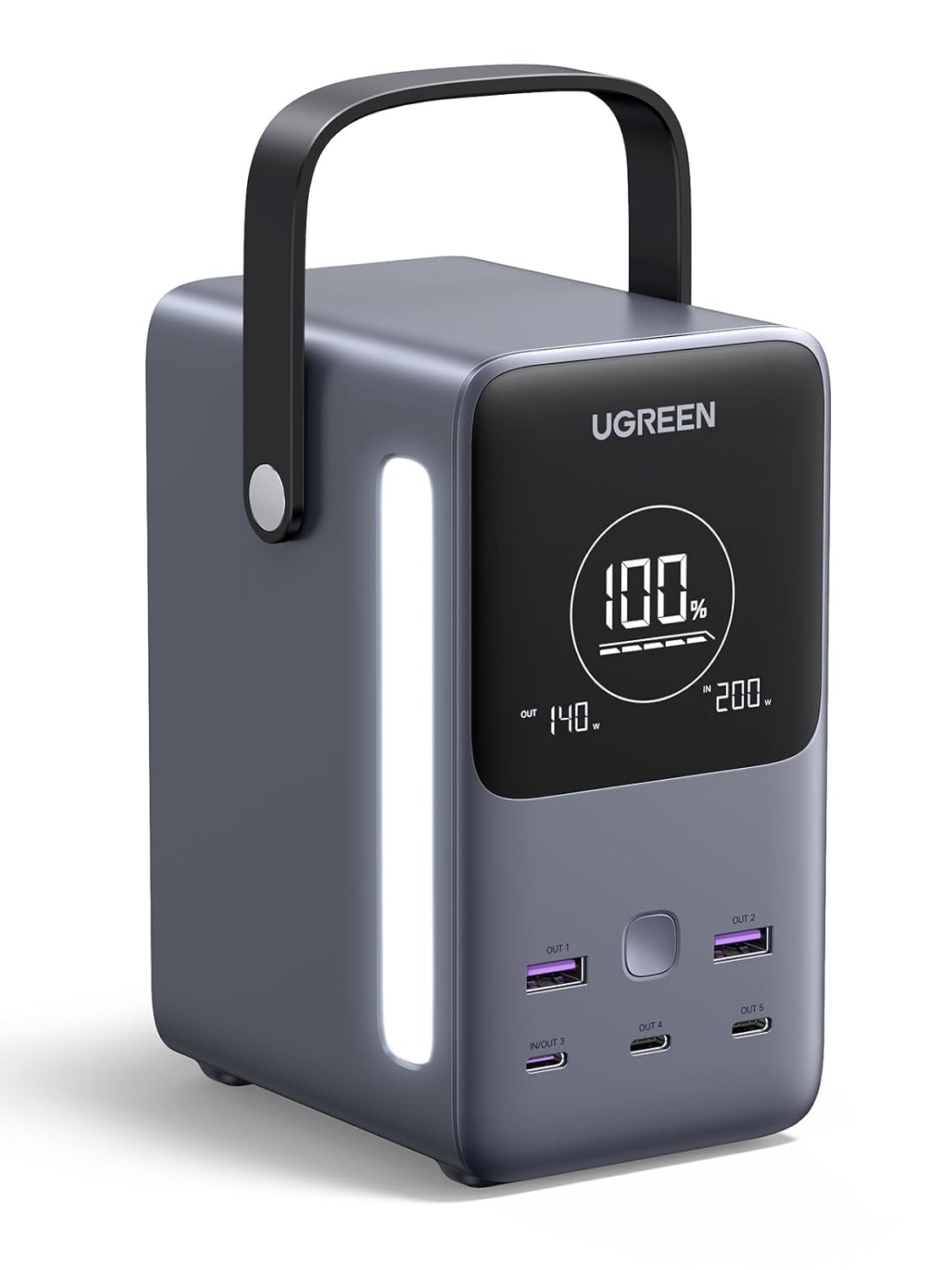 UGREEN 300W 48000mAh Portable Charger Power Bank Smart Digital Display Lighting SOS 153Wh 5 Port USB C Outdoor