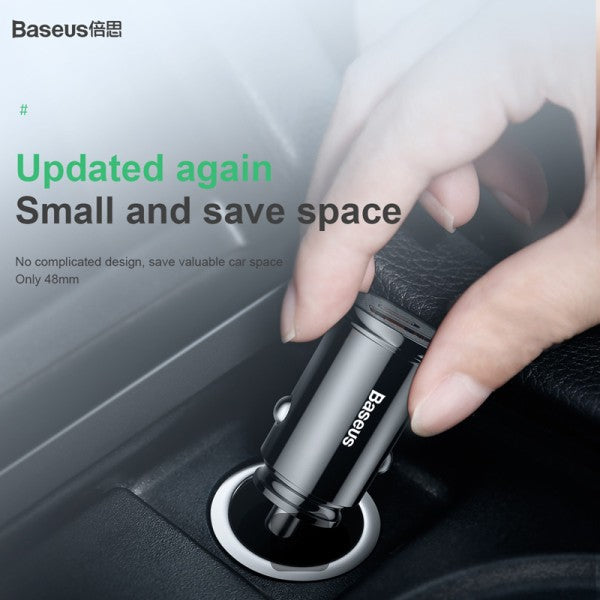 Baseus Square Metal Car Charger Dual Qc3.0 A+A 30W Usb Fast Car Charger