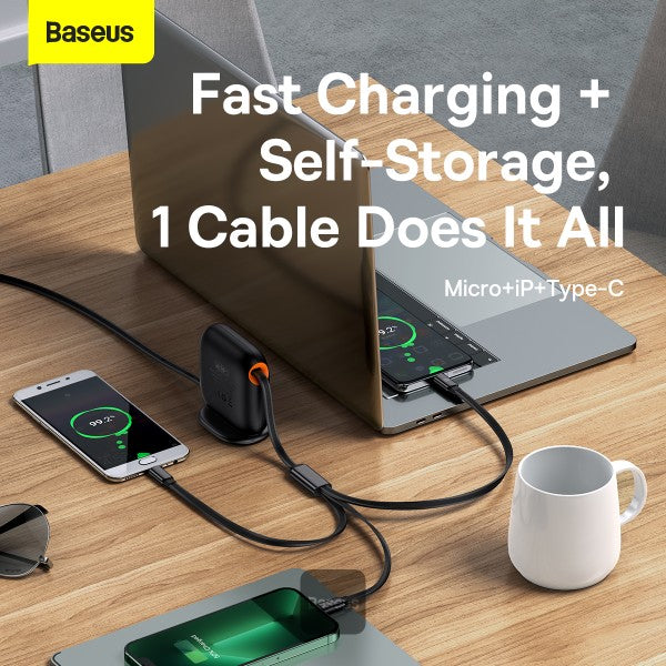 Baseus Traction Series Retractable 3-in-1 Fast Charging Cable 100W