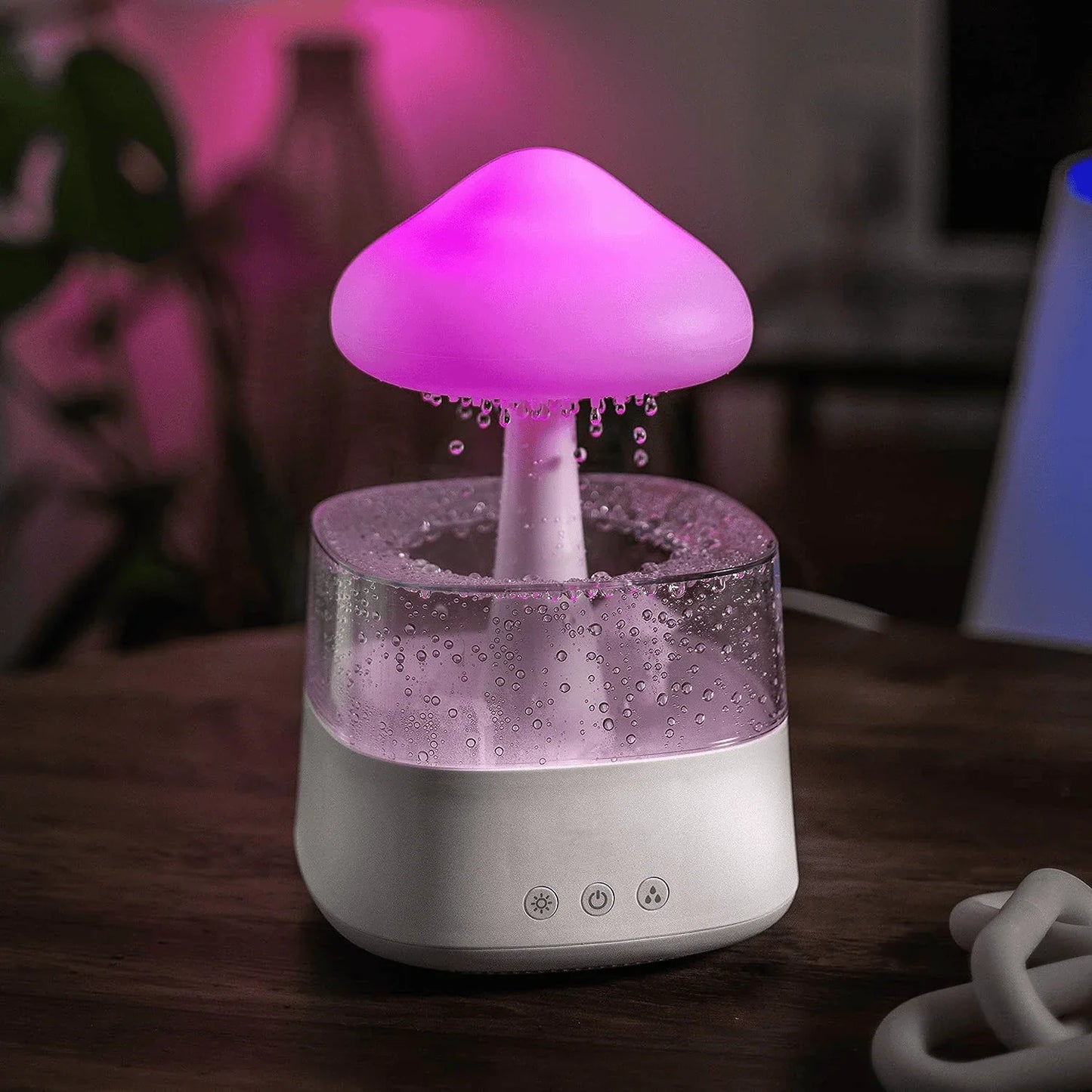 Rain Cloud Humidifier Mushroom Lamp Diffuser With Bluetooth Speaker