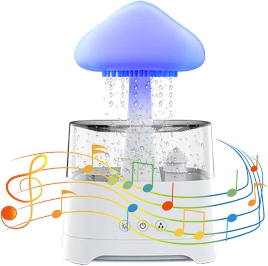 Rain Cloud Humidifier Mushroom Lamp Diffuser With Bluetooth Speaker