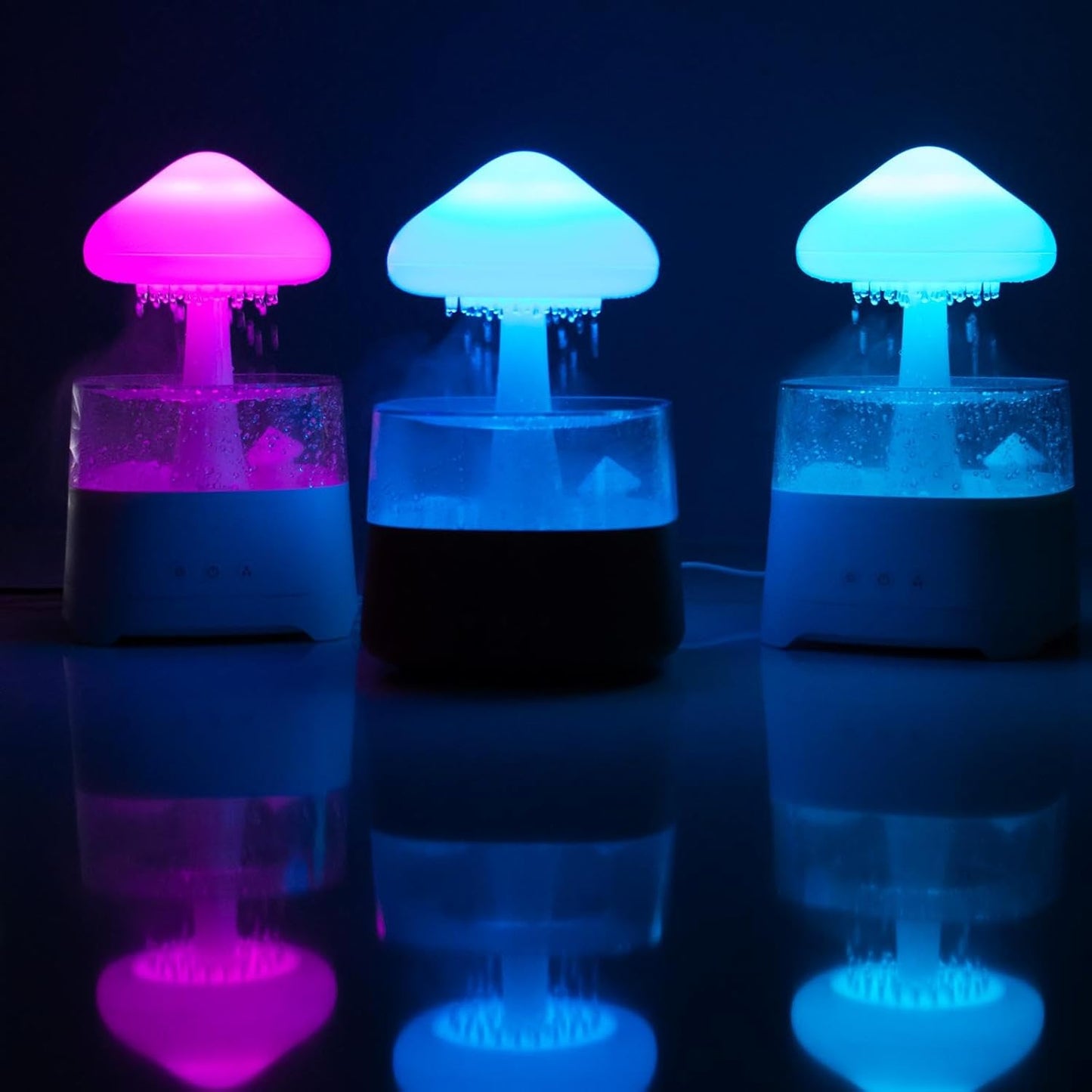 Rain Cloud Humidifier Mushroom Lamp Diffuser With Bluetooth Speaker