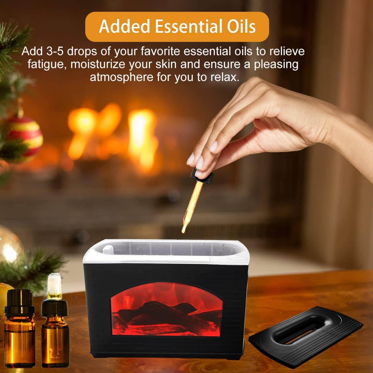 Fireplace Simulation Flame Oil Diffuser, Essential Oil Humidifier Diffuser