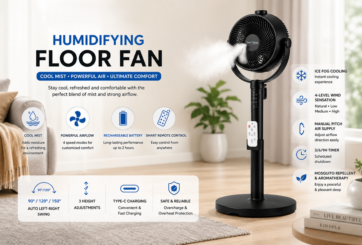 Humidification Floor Fan