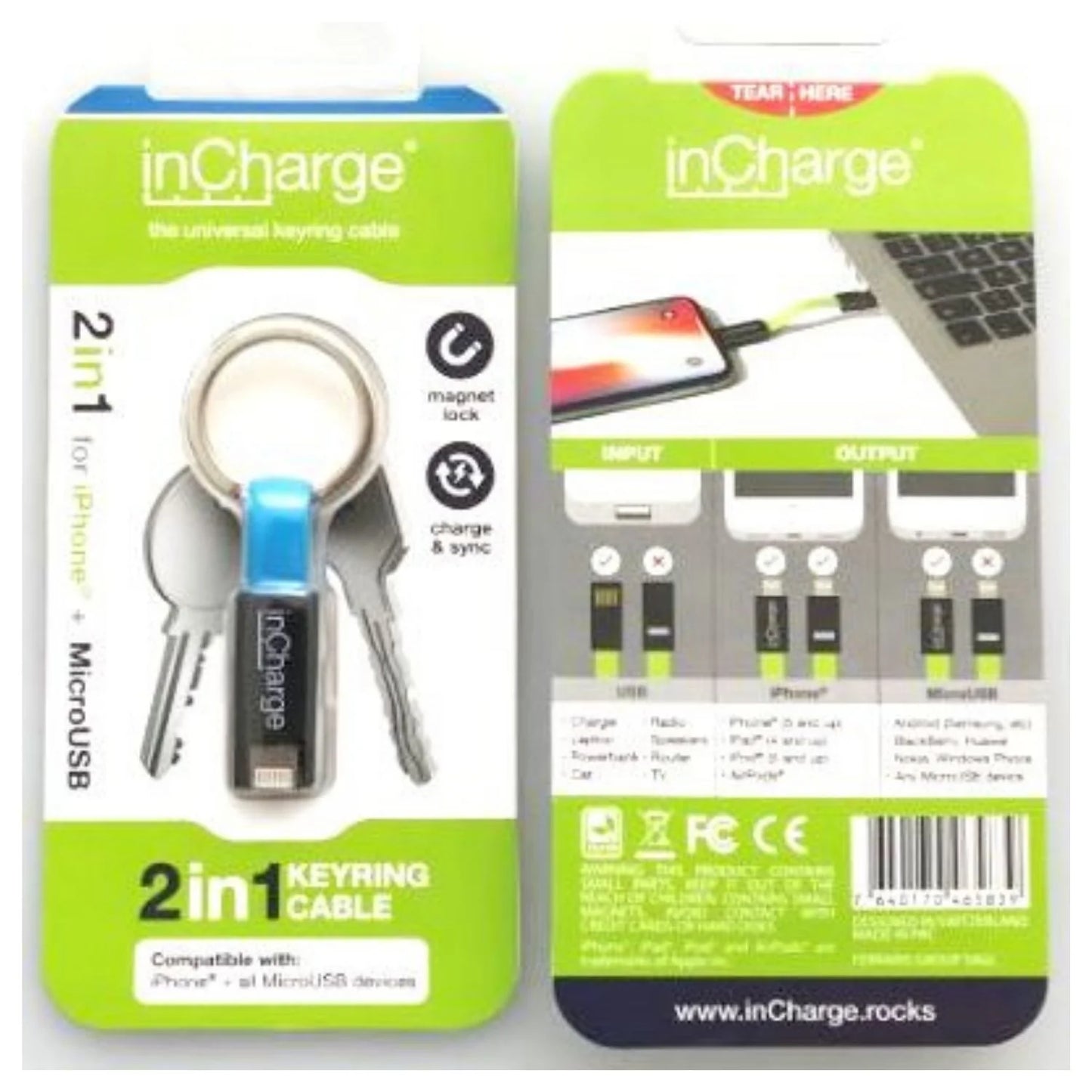 InCharge 2 in 1 keyring cable