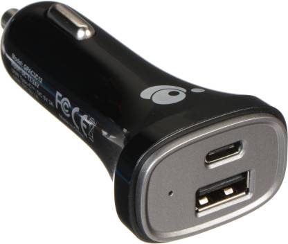 IOGEAR 3Amp Turbo Dual  Car Charger Type C + USB A  (Black)