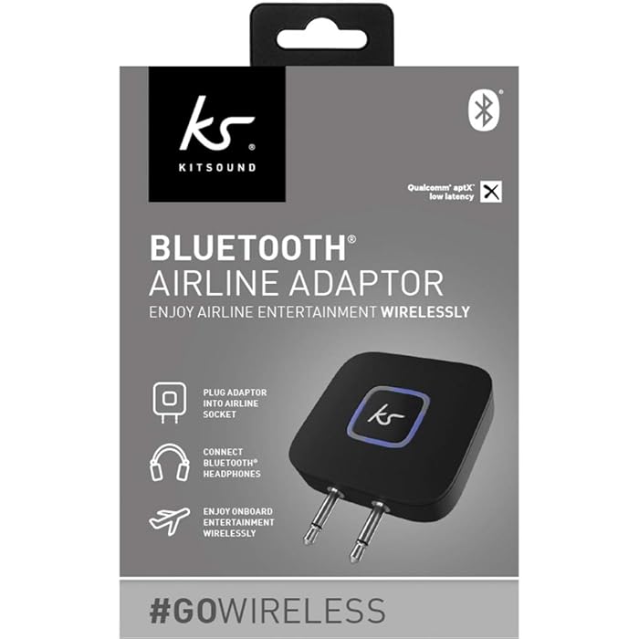 KitSound Bluetooth Airline Plane Wireless Headphone Adaptor