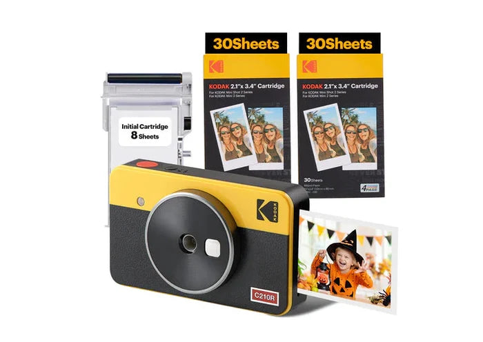 KODAK Mini Shot 2 Retro 4PASS 2-in-1 Instant Camera and Photo Printer (2.1x3.4 inches) + 68 Sheets Gift Bundle.